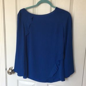 Banana Republic Blue side ruffle blouse